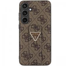 Carcasa Guess Grip Stand 4G Triangle Strass Logo compatibila cu Samsung Galaxy S24, Maro