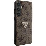 Carcasa Guess Grip Stand 4G Triangle Strass Logo compatibila cu Samsung Galaxy S24, Maro 5 - lerato.ro