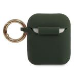 Carcasa Guess Silicone Triangle Logo compatibila cu Apple AirPods 1/2, Khaki 3 - lerato.ro