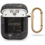 Carcasa Guess Marble Collection compatibila cu Apple AirPods 1/2, Negru 2 - lerato.ro