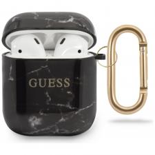 Carcasa Guess Marble Collection compatibila cu Apple AirPods 1/2, Negru
