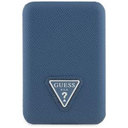 Baterie externa Guess Grained Triangle compatibila MagSafe, 5000mAh, PD 20W, Incarcare Wireless 15W, USB-C, Albastru