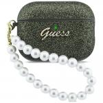 Carcasa Guess Glitter Pearl Strap compatibila cu Apple AirPods Pro 3, Khaki 2 - lerato.ro