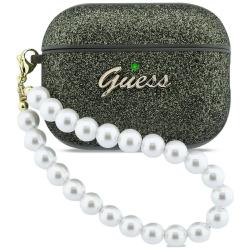 Carcasa Guess Glitter Pearl Strap compatibila cu Apple AirPods Pro 3, Khaki