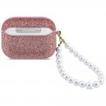 Carcasa Guess Glitter Pearl Strap compatibila cu Apple AirPods Pro 3, Roz 3 - lerato.ro