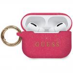 Carcasa Guess Silicone Glitter compatibila cu Apple AirPods Pro, Fucsia 2 - lerato.ro