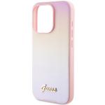 Carcasa Guess Saffiano Iridescent Script compatibila cu iPhone 15 Pro, Roz 7 - lerato.ro