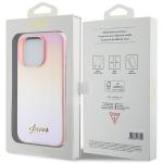 Carcasa Guess Saffiano Iridescent Script compatibila cu iPhone 15 Pro, Roz 9 - lerato.ro