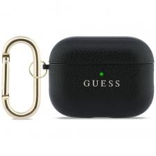 Carcasa Guess Grained Classic Logo Hook compatibila cu Apple AirPods Pro 3, Negru