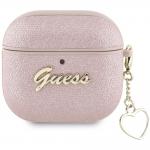 Carcasa Guess Metallic Script Charm compatibila cu Apple AirPods 4, Roz 2 - lerato.ro