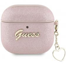 Carcasa Guess Metallic Script Charm compatibila cu Apple AirPods 4, Roz