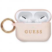 Carcasa Guess Silicone Glitter compatibila cu Apple AirPods Pro, Roz