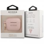 Carcasa Guess Silicone Glitter compatibila cu Apple AirPods Pro, Roz 4 - lerato.ro
