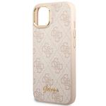 Carcasa Guess 4G Vintage Gold Logo compatibila cu iPhone 14, Roz 7 - lerato.ro