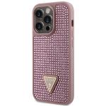 Carcasa Guess Rhinestone Triangle compatibila cu iPhone 14 Pro, Roz 3 - lerato.ro