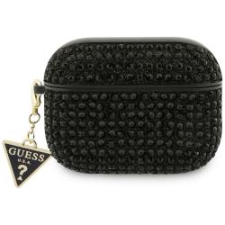 Carcasa Guess Rhinestone Triangle Charm compatibila cu Apple AirPods Pro 3, Negru