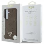 Carcasa Guess Grained Hot Stamp Peony Pattern Triangle Logo cu MagSafe compatibila cu Samsung Galaxy S25, Maro 9 - lerato.ro