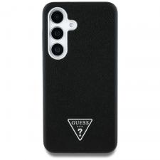 Carcasa Guess Grained Triangle Logo cu MagSafe compatibila cu Samsung Galaxy S25, Negru