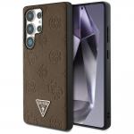 Carcasa Guess Grained Hot Stamp Peony Pattern Triangle Logo cu MagSafe compatibila cu Samsung Galaxy S25 Ultra, Maro 4 - lerato.ro