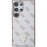 Carcasa Guess 4G Triangle Metal Logo compatibila cu Samsung Galaxy S24 Ultra, Alb