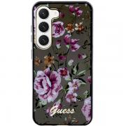 Carcasa Guess Flower Collection compatibila cu Samsung Galaxy S23, Negru