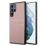 Carcasa Guess Saffiano Strap compatibila cu Samsung Galaxy S22 Ultra, Roz 4 - lerato.ro