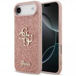 Carcasa Guess Fixed Glitter Big 4G compatibila cu iPhone 17 Air, Roz 4 - lerato.ro