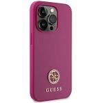 Carcasa Guess 4G Strass Metal Logo compatibila cu iPhone 15 Pro Max, Roz 5 - lerato.ro