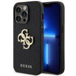 Carcasa Guess Leather Perforated 4G Glitter Logo compatibila cu iPhone 15 Pro Max, Negru 4 - lerato.ro