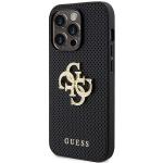 Carcasa Guess Leather Perforated 4G Glitter Logo compatibila cu iPhone 15 Pro Max, Negru 3 - lerato.ro