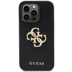 Carcasa Guess Leather Perforated 4G Glitter Logo compatibila cu iPhone 15 Pro Max, Negru 2 - lerato.ro