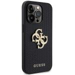 Carcasa Guess Leather Perforated 4G Glitter Logo compatibila cu iPhone 15 Pro Max, Negru 5 - lerato.ro