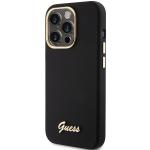 Carcasa Guess Silicone Script Metal Logo and Frame compatibila cu iPhone 15 Pro Max, Negru 3 - lerato.ro