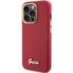Carcasa Guess Silicone Script Metal Logo and Frame compatibila cu iPhone 15 Pro Max, Rosu 3 - lerato.ro