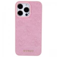 Huse si carcase iPhone 14, Carcasa Guess Leather 4G Stamped compatibila cu iPhone 15 / 14 / 13, Roz, lerato.ro