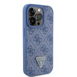 Carcasa Guess Leather 4G Triangle Stras compatibila cu iPhone 15 Pro, Albastru 5 - lerato.ro