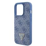 Carcasa Guess Leather 4G Triangle Stras compatibila cu iPhone 15 Pro, Albastru 7 - lerato.ro