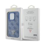 Carcasa Guess Leather 4G Triangle Stras compatibila cu iPhone 15 Pro, Albastru 9 - lerato.ro