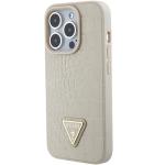 Carcasa Guess Croco Triangle Metal Logo compatibila cu iPhone 15 Pro, Gold 3 - lerato.ro