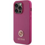 Carcasa Guess 4G Strass Metal Logo compatibila cu iPhone 15 Pro, Roz 3 - lerato.ro