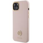 Carcasa Guess Silicone Logo Strass 4G compatibila cu iPhone 15 Plus / 14 Plus, Roz 3 - lerato.ro