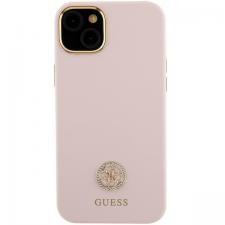 Carcasa Guess Silicone Logo Strass 4G compatibila cu iPhone 15 Plus / 14 Plus, Roz
