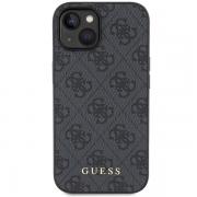 Carcasa Guess 4G Metal Gold Logo compatibila cu iPhone 15 Plus / 14 Plus, Gri