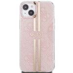 Carcasa Guess IML 4G Gold Stripe compatibila cu iPhone 15 Plus / 14 Plus, Roz 2 - lerato.ro