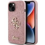 Carcasa Guess Glitter Script Big 4G compatibila cu iPhone 15 Plus / 14 Plus, Roz 4 - lerato.ro