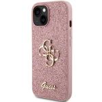 Carcasa Guess Glitter Script Big 4G compatibila cu iPhone 15 Plus / 14 Plus, Roz 3 - lerato.ro