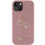 Carcasa Guess Glitter Script Big 4G compatibila cu iPhone 15 Plus / 14 Plus, Roz 2 - lerato.ro