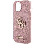 Carcasa Guess Glitter Script Big 4G compatibila cu iPhone 15 Plus / 14 Plus, Roz 7 - lerato.ro