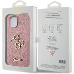 Carcasa Guess Glitter Script Big 4G compatibila cu iPhone 15 Plus / 14 Plus, Roz 9 - lerato.ro