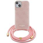 Carcasa Guess Crossbody Cord 4G Print compatibila cu iPhone 15 / 14 / 13, Roz 2 - lerato.ro